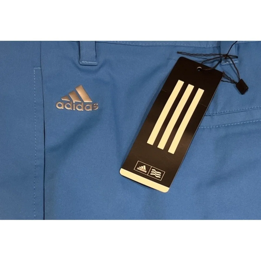 New $60 Adidas Climalite 3 Stripe‎ Blue Golf Shorts Pockets Logo B84292 Size 40
